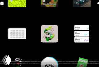 Превью: сетка ассетов и миниатюр визуальных гайдлайнов бренда Cash App на тёмном фоне — элементы интерфейса и графические концепты.