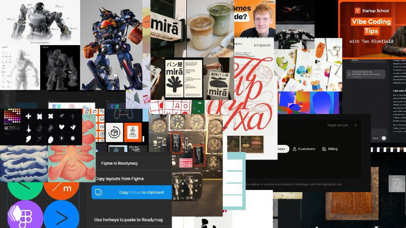 Коллаж-превью Журналус №456: обложки, интерфейсные скриншоты, концепт-гуманоид, примеры генераций картинок и элементы визуальной типографии.