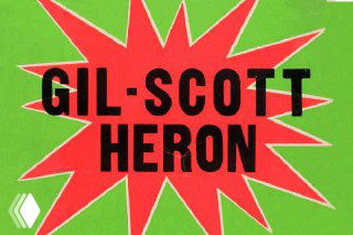Яркая зелёно-красная афиша с надписью «Gil-Scott Heron» в дерзком композиционном решении, пример экспрессивного ретролеттеринга.