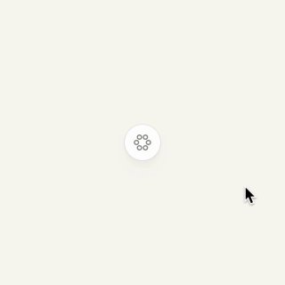 Минималистичная круглая кнопка меню на нейтральном фоне; акцент на плавной появляющейся микровзаимодействии при клике.