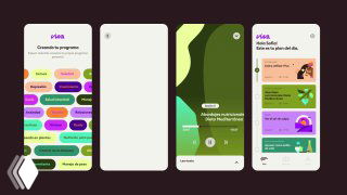 Коллаж экранов приложения Viva: обзор навигации, варианты экранов и демонстрация визуальной системы, цветовых оттенков и последовательности UI для женского здоровья и благополучия.