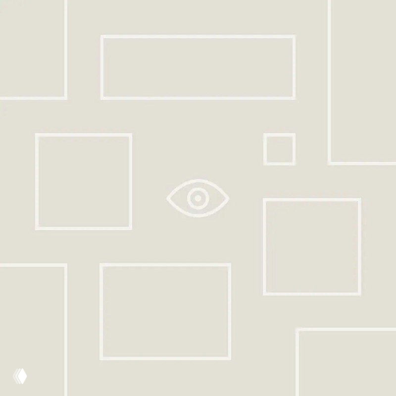 Схематичная иллюстрация: око в центре и пустые прямоугольники на фоне — метафора зрения и восприятия.