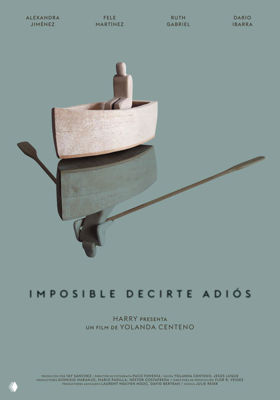 Плакат с миниатюрной деревянной лодкой и фигуркой, отражение в воде и спокойная пастельная палитра — киноафиша в минималистской эстетике.