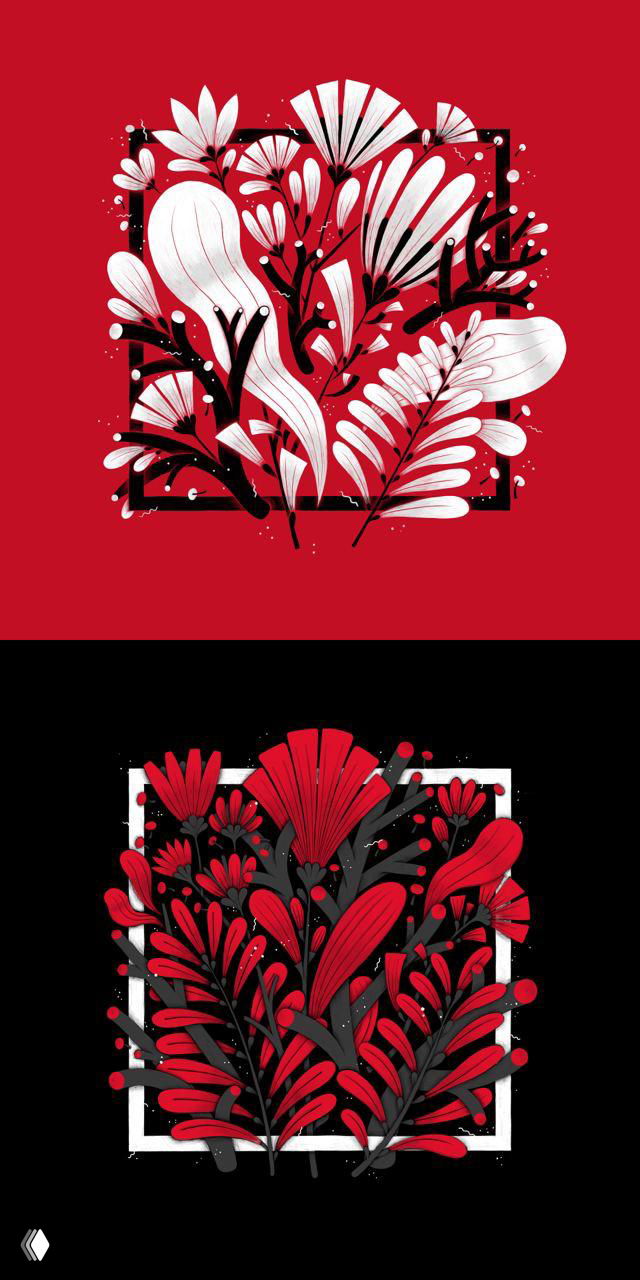 Иллюстрация с крупной фигурой и острым предметом: динамичная композиция, чёткая геометрия и зернистая мелованная фактура поверх цветовых блоков.