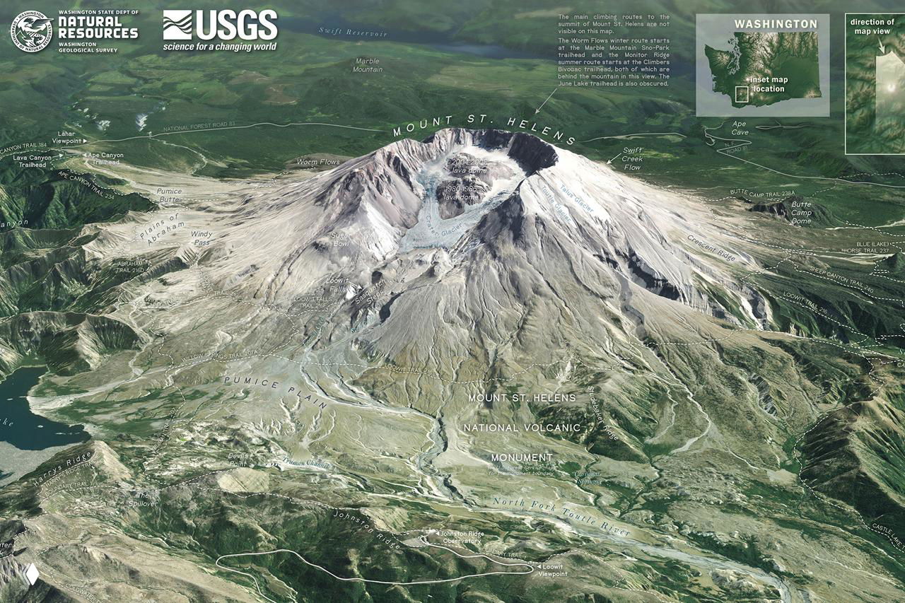 Трёхмерный вид ледниковой или горной области с явными потоками и впадинами, визуализированный с помощью цифровой модели рельефа.