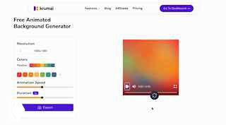 Интерфейс генератора krumzi.com: выбор цветов, регулировка скорости анимации и окно предпросмотра меш‑градиента.