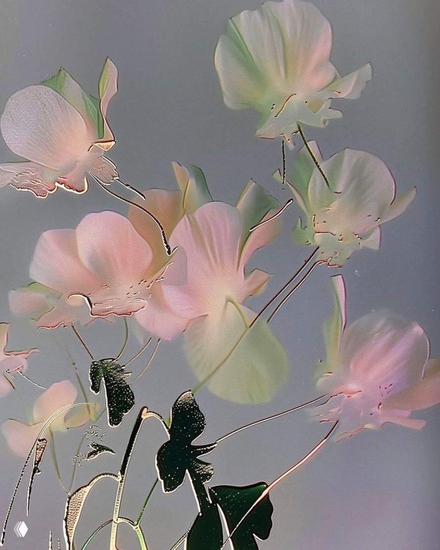 Динамичный натюрморт с контрастными темными и светлыми мазками, создающими ощущение движения и пластики цветка.