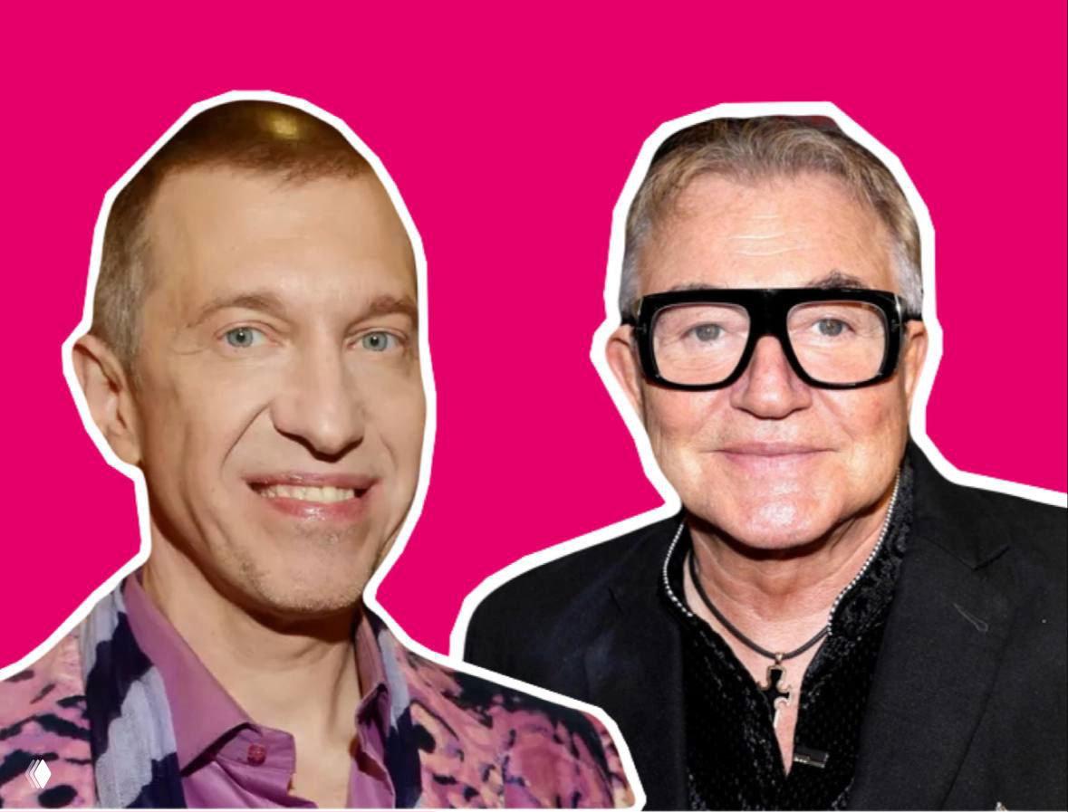 Коллаж-портрет двух мужчин на ярко-розовом фоне: редакционная иллюстрация к материалу о Сергее Соседове и Дмитрии Диброве.