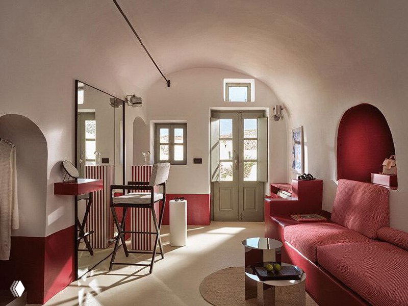 Красный и белый: отель на Санторини