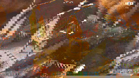 Кадр уютной стильно оформленной 3D‑локации: дом на опорах, мягкое освещение и декоративные элементы уровня, передаёт спокойную атмосферу игры.