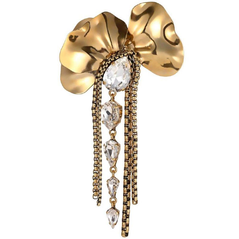 Фрагмент ювелирного изделия с цепочками и декоративными элементами на светлом фоне; изображение демонстрирует детали креплений и отделки.