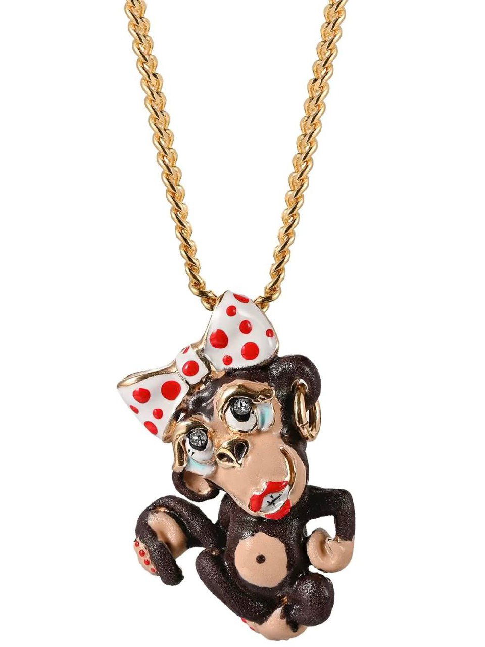 Детальное фото комбинированных подвесок и цепочек — чёрные, золотистые и серебристые элементы, акцент на текстуру металла и декоративные детали украшений в белой композиции.