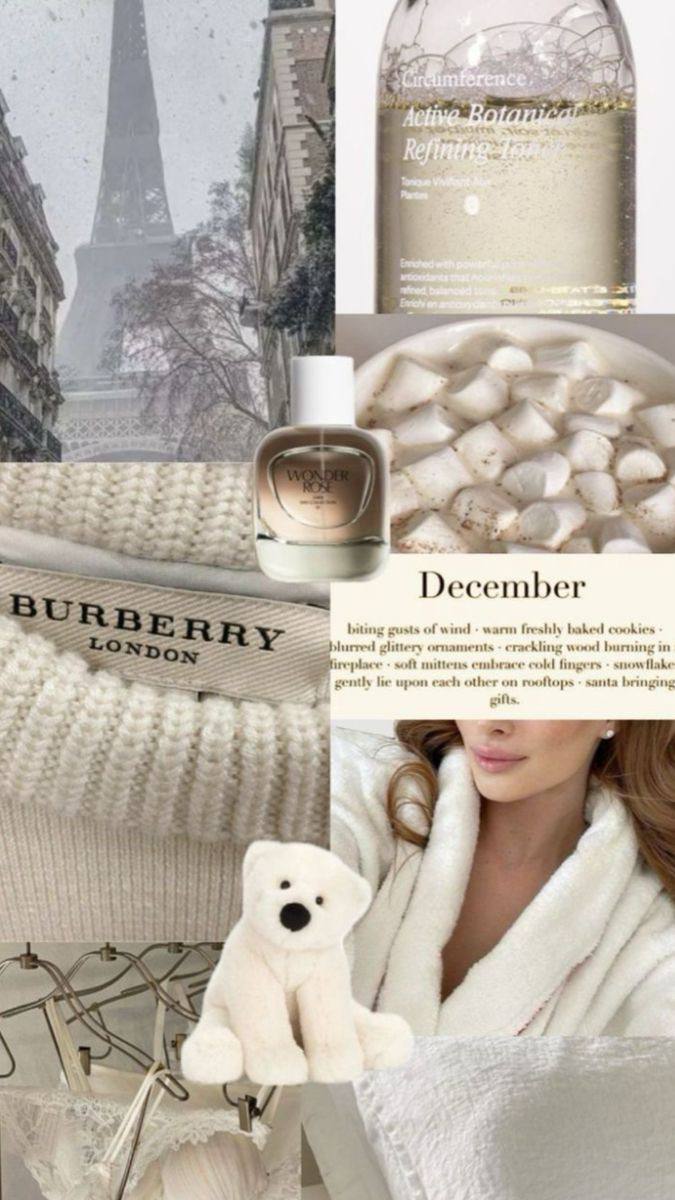 Эстетический набор: бежевые пледы, подарки, рождественские украшения и сладости — гармоничные зимние обои для экрана.