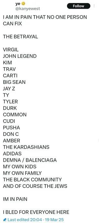 Скриншот чёрно-белого текстового списка с заголовком на английском и перечислением имён — изображение показывает список «betrayal/предатели» в виде снимка экрана.