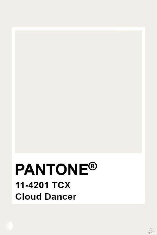 Графика Pantone с названием оттенка Cloud Dancer на бежево‑сером фоне, демонстрирующая корпоративный визуальный стиль и логотип института.
