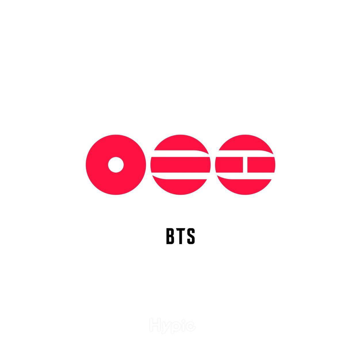 Минималистичный арт BTS: красные округлые элементы на белом фоне и надпись BTS — изображение, связанное с релизом и промо альбома.