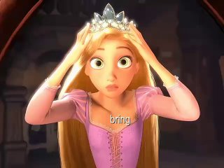 Фрагмент анимации с принцессой в короне и удивлённым выражением лица — сценка в узнаваемом стиле классического мультфильма.