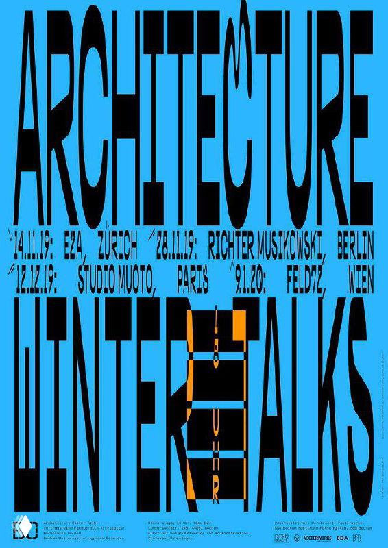 Постер студии Bank: голубой фон, крупная декоративная типографика, диагональные пиксельные искажения и наложенные графические слои.