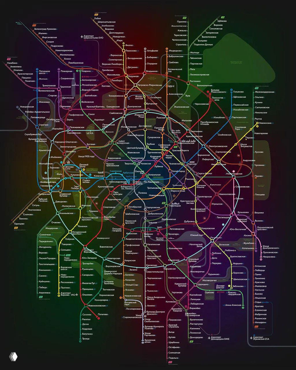 Схема линий Московского метро — 2030