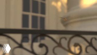 Размытое фото балкона с декоративным ограждением на светлом фоне; кадр нечеткий, виден мелкий объект в кадре, иллюстрация к новости о дроне против комаров.