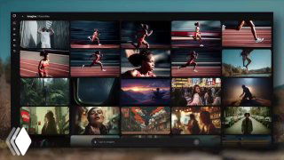 Экран с сеткой миниатюр видеороликов и превью кадрами, демонстрация интерфейса с коллекцией клипов для апскейла.