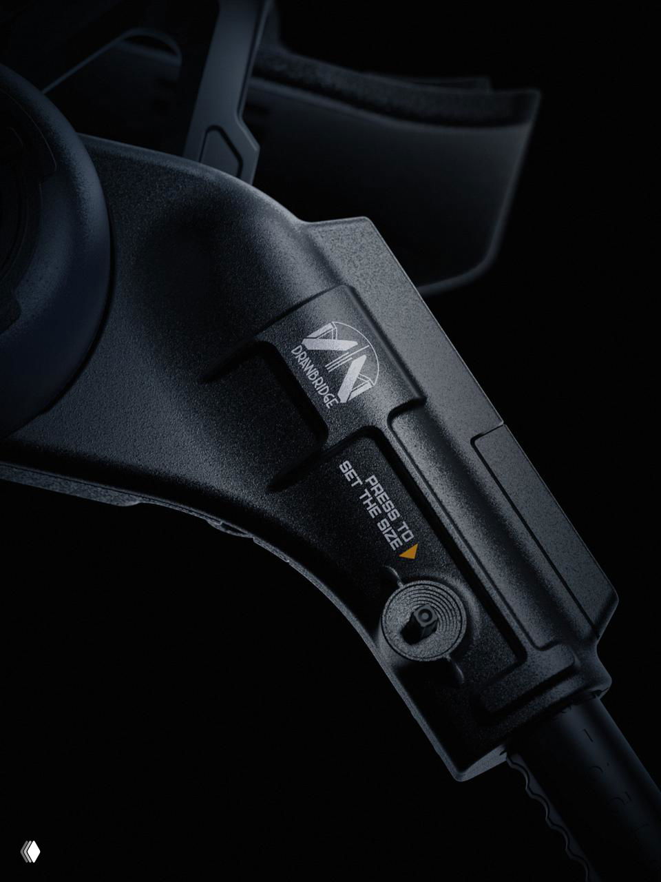 Крупный план корпуса привода Z1 с маркировкой и кнопкой регулировки размера, вид текстуры пластика и логотипа на тёмном фоне.