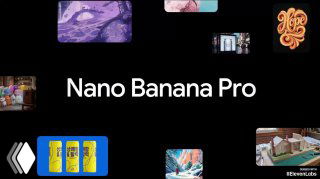 Баннер с крупной надписью «Nano Banana Pro» на тёмном фоне и миниатюрами изображений вокруг — промо Google Gemini.