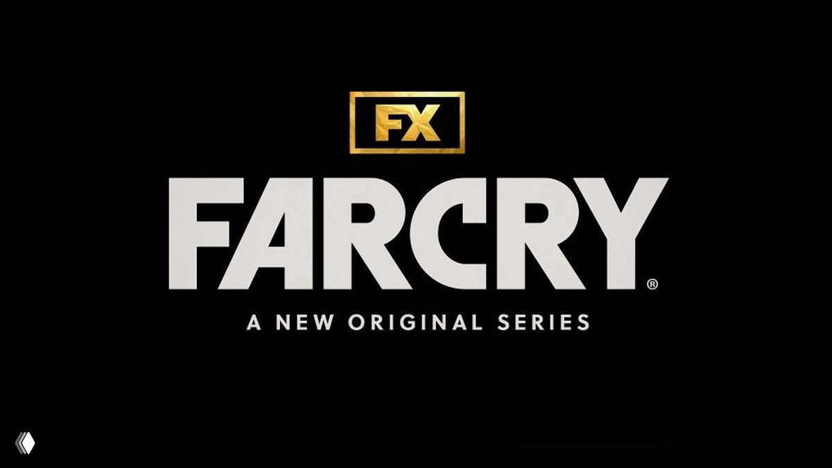 Промо-баннер на тёмно-чёрном фоне с крупными белыми буквами «FAR CRY», золотым логотипом FX вверху и подписью «A NEW ORIGINAL SERIES».