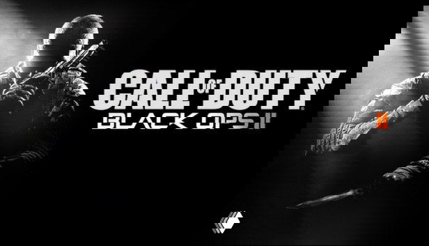 Постер Call of Duty: Black Ops II — монохромный портрет бойца с оружием, логотип игры на тёмном фоне промо-арта.