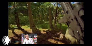 Кадр слитого геймплея PUBG: Black Budget — вид от первого лица, винтовка в руках, джунгли на фоне, HUD и окно стрима.