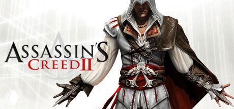 Обложка Assassin's Creed II: центральный персонаж в белом плаще и логотип игры на светлом фоне, иллюстрация релиза 16 ноября.