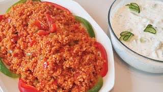 Бургуль с помидорами и йогуртовый соус